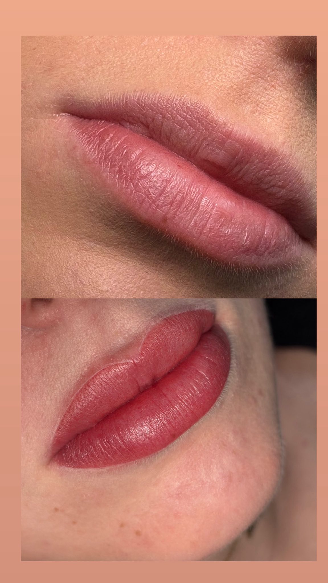 Makijaż permanentny ust Chorkówka - efekt przed i po